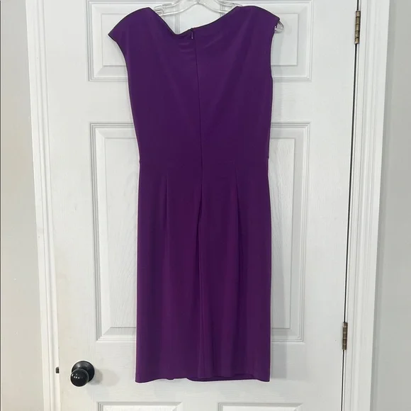 Jones & Co Sleeveless Purple Midi Dress with Rosette Accent - Picture 4 of 4